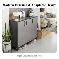 Modern Design 3-Door Entryway Sideboard with Drawers Large Capacity Shoe Cabinet Wide Countertop Footwear Rack Space-Saving for Homeowners, Apartment Dwellers, Families, Hallway, Living Room, Closet, Bedroom