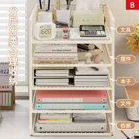 Desk File Organizer Rack, 6-tier Document Storage Shelf for Office Supplies