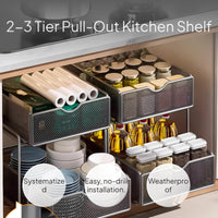 Pull-Out Under Sink Organizer, Carbon Steel Storage Rack