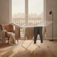 Aluminum Alloy Electric Clothes Drying Rack Wing-Style Heated Drying Rack with UK Plug Compact Heated Clothes Airer Rust-Resistant for Apartments