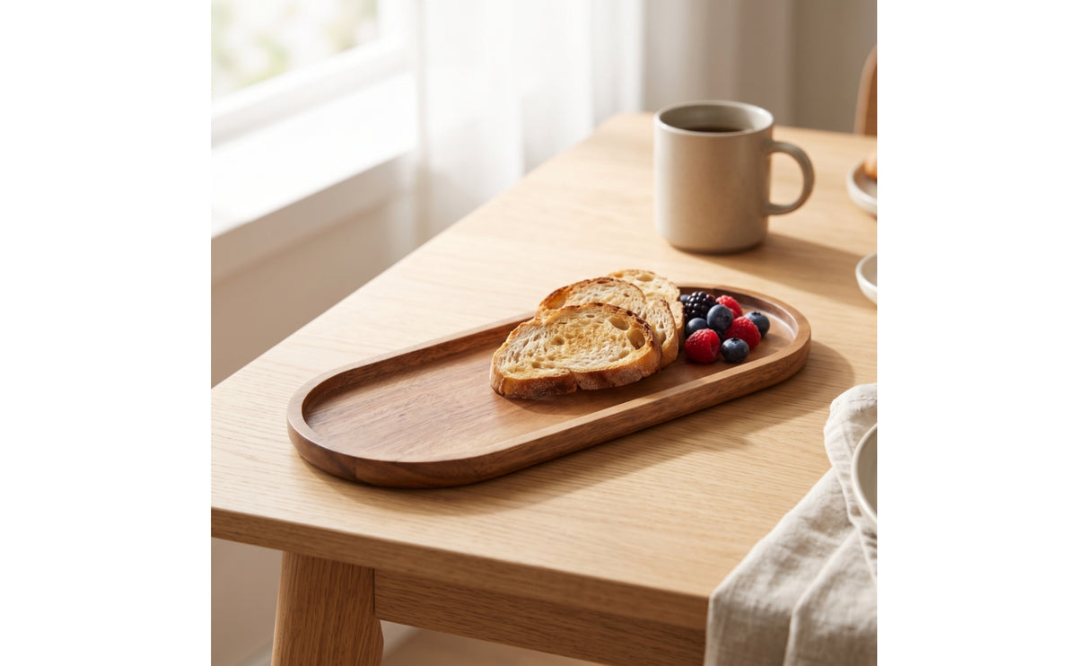 Oval Wooden Serving Tray | Compact, Oval Serving Tray, for Kitchen