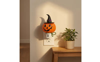 Compact Pumpkin Night Light Ambient Night Light with Witch Hat Warm Jack-O'-Lantern Lamp Colorful for Entryway