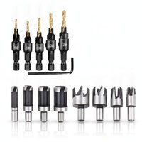14 Pieces Versatile Woodworking Drill-Bit Set Clean Countersink with Hex Shank Long-Lasting Countersink Bit Set Wear Resistant for Woodworkers