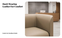 Modern aesthetic Leather Couch with Metal Frame Minimalist Design Reception Seating high-resilience Foam Cushions Sofa Easy to Clean for Office Managers, Business Owners, Interior Designers, Waiting Room, Boutique, Lounge Area