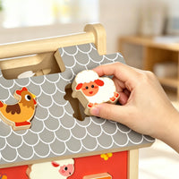 Farmhouse Puzzle Toy Interlocking Wooden Dwelling Puzzle Young Child Game for Young Children