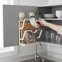 Suction Cup Wall-Mounted Pot Lid Holder & Cutting Board Rack