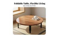 Space Saving Foldable Low Table Minimalist Design Tatami Dining Table Sturdy Legs Low Profile Sitting Desk Wide Tabletop for Apartment Dwellers, Families, Meditators, Small Areas, Living Room, Bedroom