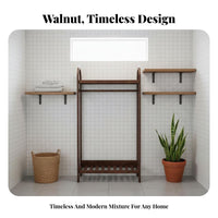 Vintage Inspired Foldable V-Shaped Frame Garment Rack Space Saving Hall Tree with Hanging Rod Unrestricted Standing Design Home Furniture Sturdy Construction for Apartment Dwellers, Homeowners, Families, Bedroom, Entryway, Dressing Room, Walk-in Closet