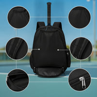 Rectangular Tennis Backpack with Shoe Compartment Multi-Pocket Tennis Bag with Shoe Compartment Sturdy Racket Backpack Compact for Students