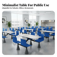 Cafeteria Table and Bench Set Steel Frame Sintered St Single Top Dining Unit Heavy-Duty School Cafeteria Table with Attached Seats for Employees
