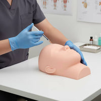 Face Inoculation Model with Ear Flat-Back Inoculation Training Mannequin Head Textured Silicone Face Model for Aesthetic Practitioners