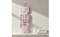 Multiple Compartments Foldable Hanging Toiletry Bag Zippered Pockets Hanging Toiletry Bag Padded Exterior