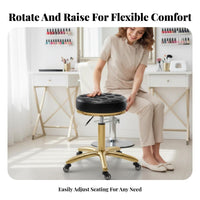 Adjustable Height Upholstered Vanity Stool Quiet Rolling Casters Upholstered Low-Back Task Seat Sturdy 5-Star Base Swivel Chair High-Rebound Foam for Makeup Enthusiasts, Home Office Workers, Beauty Salon, Barbershop, Medical Office, Dressing Room
