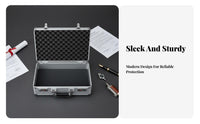 Combination Lock Hard Case with Foam Insert Ergonomic Handle Aluminum Briefcase with Foam Insert Reinforced Corners Portable Hard Shell Equipment Case Strong Bearing Capacity for Business Travelers, Photographers, Professionals