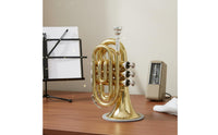 Brass Palm Trumpet Portable Style B♭ Mini Trumpet Anti-Slip Buttons Musical Instrument for Beginners, Students, Rehearsal Travel