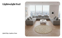 Waterproof Round Area Rug Easy to Clean Circular Floor Carpet Soft Texture Circular Damask Carpet Long-Lasting for Homeowners, Families, Interior Decorators, Bedroom, Living Room, Under Sofa, Entryway