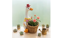 Duck Planter Woven Planter with Basket Whimsical Duck Flowerpot for Interior Decorators