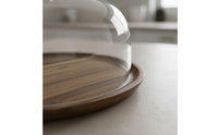 Wooden Cake Plate with Glass Cover Multifunctional Wooden Cake Display with Cover Serving Ware Handmade Servingware for Caterers