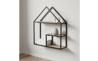 Metal and Wood Display Shelf Retro Industrial Wall-Mounted Shelf for Study Room, Bedroom, Entryway