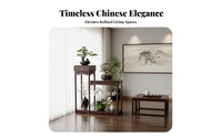 Traditional Asian Aesthetic Oriental Aesthetic Pedestal Floor-Standing Tall Oriental Accent Table with Drawer Sturdy Construction Plant Stand 2-Tier Design for Homeowners, Interior Decorators, Art Enthusiasts, Living Room, Balcony, Bedroom, Entryway