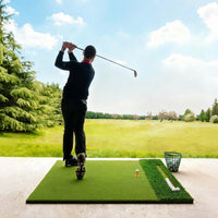 Golf Mat for Home Simulator, Indoor Outdoor Practice, 10mm EVA Artificial Turf Hitting Mat, Multi-color with Ball Holder