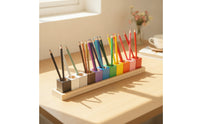 Multi-Color Wooden Pen Holder with Cups Colorful Desktop Pencil Cup Organizer Upright Pencil Holder Organizer Versatile for Teachers, Kids, Study Desk, Classroom, Art Station