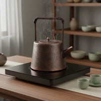 Thickened Handmade Copper Teapot Retro Design Large Copper Tea Kettle for Water Boiling, Outdoor, Ceramic Cooktop