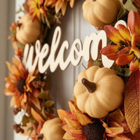 Sunflowers Floral Wreath Orange and Yellow Autumn Wreath Layered Home Decor Wall-Hanging