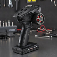 Replacement RC Transmitter with Steering Wheel Dual-Rate Adjustment Pistol Grip Transmitter Ergonomic Pistol Grip Controller Textured for Hobbyists, Racing Practice, Bench Setup