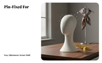 Pin-Accepting Mannequin Head Shoulder Design Hat Display Stand Stable Base Female Head Model for Cosplayers, Retailers, Retail Store, Boutique