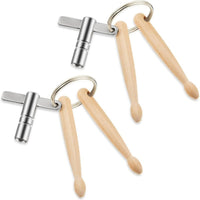 2 Pieces Portable Drum Key Keychain Decorative Tiny Drum Stick Key Loop Long-Lasting for Rehearsal