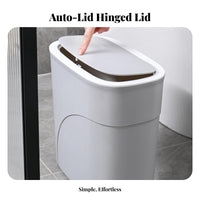 Push Button Wastebasket Space Saving Bathroom Trash Can Push Button Waste Bin Modern Design Slim Trash Can with Lid for Kitchen