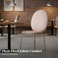 Nordic Design Upholstered Oval-Back Chair Minimalist Design Household Furniture Ergonomic Backrest Accent Seat Light Luxury Aesthetic for Young Adults, Office Workers, Dining Room, Restaurant, Kitchen, Bedroom