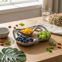Stainless Steel Snack Tray Rust Resistant 3-Part Fruit Bowl Even Rounded Edges