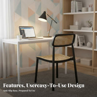 Minimalist Design Woven Backrest Chair Easy to Clean Seating Furniture Anti-Slip Foot Pads Floor Protection for Interior Designers, Restaurant Owners, Dormitory, Study Room, Home Office, Kitchen