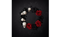 Halloween Door Wreath Dark Red Wreath with Skulls Gothic for Wall