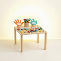 Rounded Edges Wooden Activity Table with Cup Holder Multicolor Children's Learning Table Long-Lasting Furniture Stable for Classroom