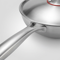 Stainless Steel Wok with Lid, 30cm Induction Deep Frying Pan for Asian Cooking, 18/10 Construction, 3mm Thick