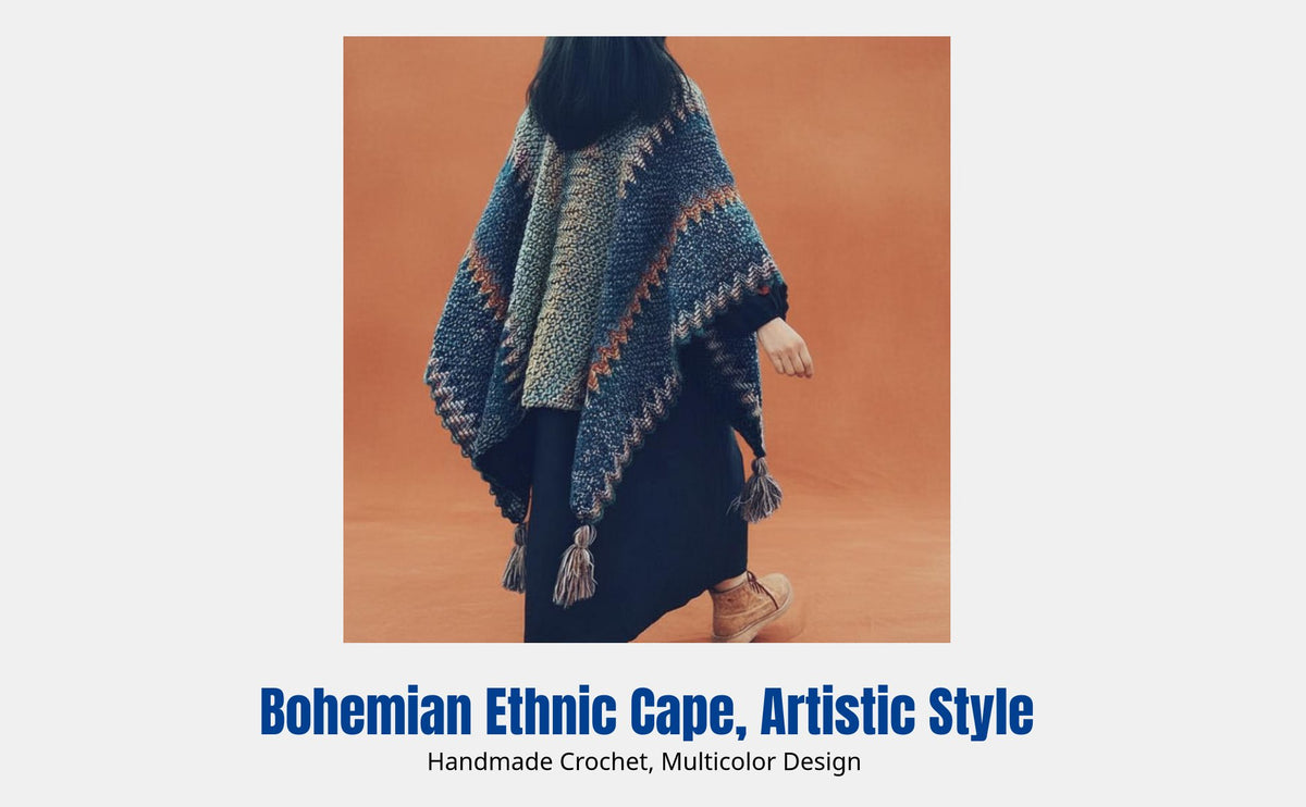Ethnic Style Cape, Tibetan Travel Outfit, Knitted Shawl for Women, Boho Poncho, Outdoor Scarf