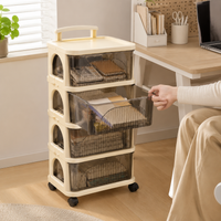 41cm Kitchen Wagon, 4-Tier, Storage with Casters, Gap Storage, Resin with Handle