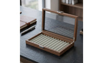 Wood-Grain 12-Slot Pen Organizer Walnut Pen Display Case Elegant Luxury for Collectors