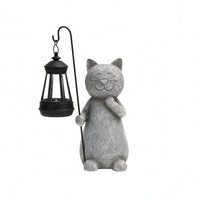 Feline Lantern Ornament Resin Material Solar Feline Ornament Easy to Install