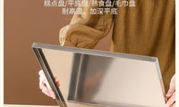 无磁特厚不锈钢糕盘方形盘带盖托盘平底蒸糕豆腐大号储物收纳盒