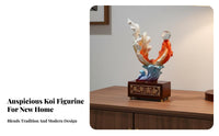 Fortunate Koi Statue Housewarming Gift Chinese Design Decorative Figurine Golden Graceful Waterfowl Beverage Holder Luxury