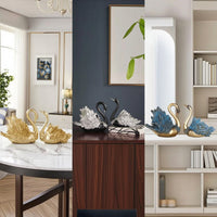 Tabletop Swan Figurine Elegant Swan Figurines Glossy Shelf Decoration Intricate for Living Room, Wine Cabinet, TV Stand, Bookshelf