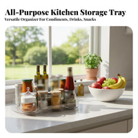 Easy Reach Rotating Seasoning Rack Raised Rim Rotating Seasoning Organizer Large Capacity for Kitchen, Countertop, Bathroom