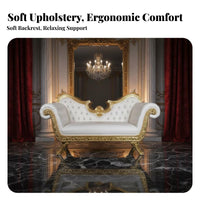 European design Chaise Lounge Ornately Carved Frame Ornate Chaise Lounge Luxury Design Daybed Upholstered Seat for Interior Designers, Event Planners, Living Room, Photo Studio, Hotel Lobby, Wedding location