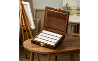 24 Compartments Wood Art Storage Box Divided Insert Art Supply Organizer Box Hinged Lid Metal Clasp