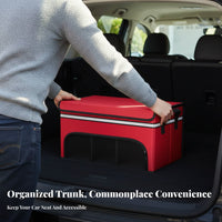Two-Tier tier foldable Multi-Compartment Organizer Foldable Design foldable Compartment organizer Large Capacity Trunk Box long-lasting for Car Owners, Families, Commuters, journey Trips, Grocery Shopping, Camping, Garage