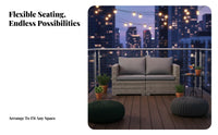 4 Pieces Weather-Resistant 4-Piece Woven Seating collection long-lasting Frame Patio Conversation Set Thick paddings Outdoor Furnishing Easy to Clean for Garden aficionados, hosts, Terrace, Backyard, Balcony, pool area